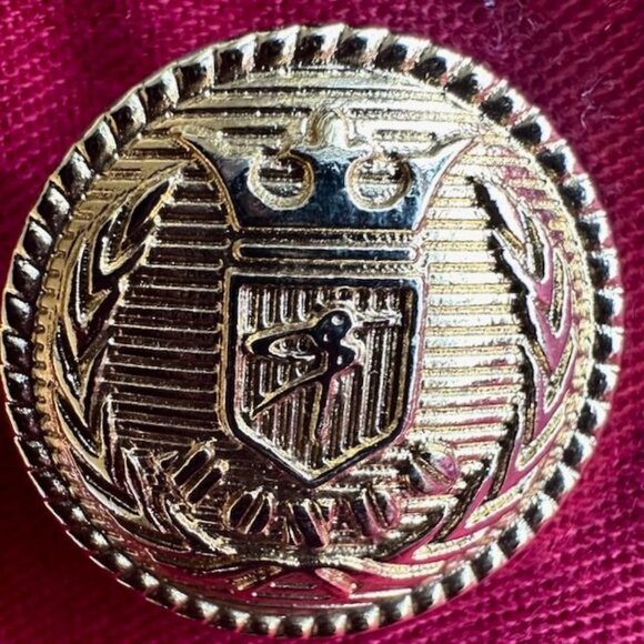 Mondo Men's Red Military Style Jackson Jacket With Gold Buttons Size Medium - Picture 9 of 12